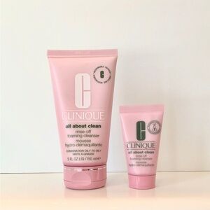 2-Pc NEW Clinique All About Clean™ Rinse-Off Foaming Face Cleanser bundle set